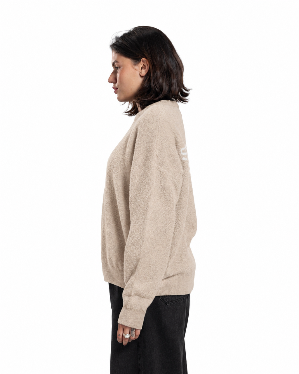 Mohair Crew Neck Sweater - Beige
