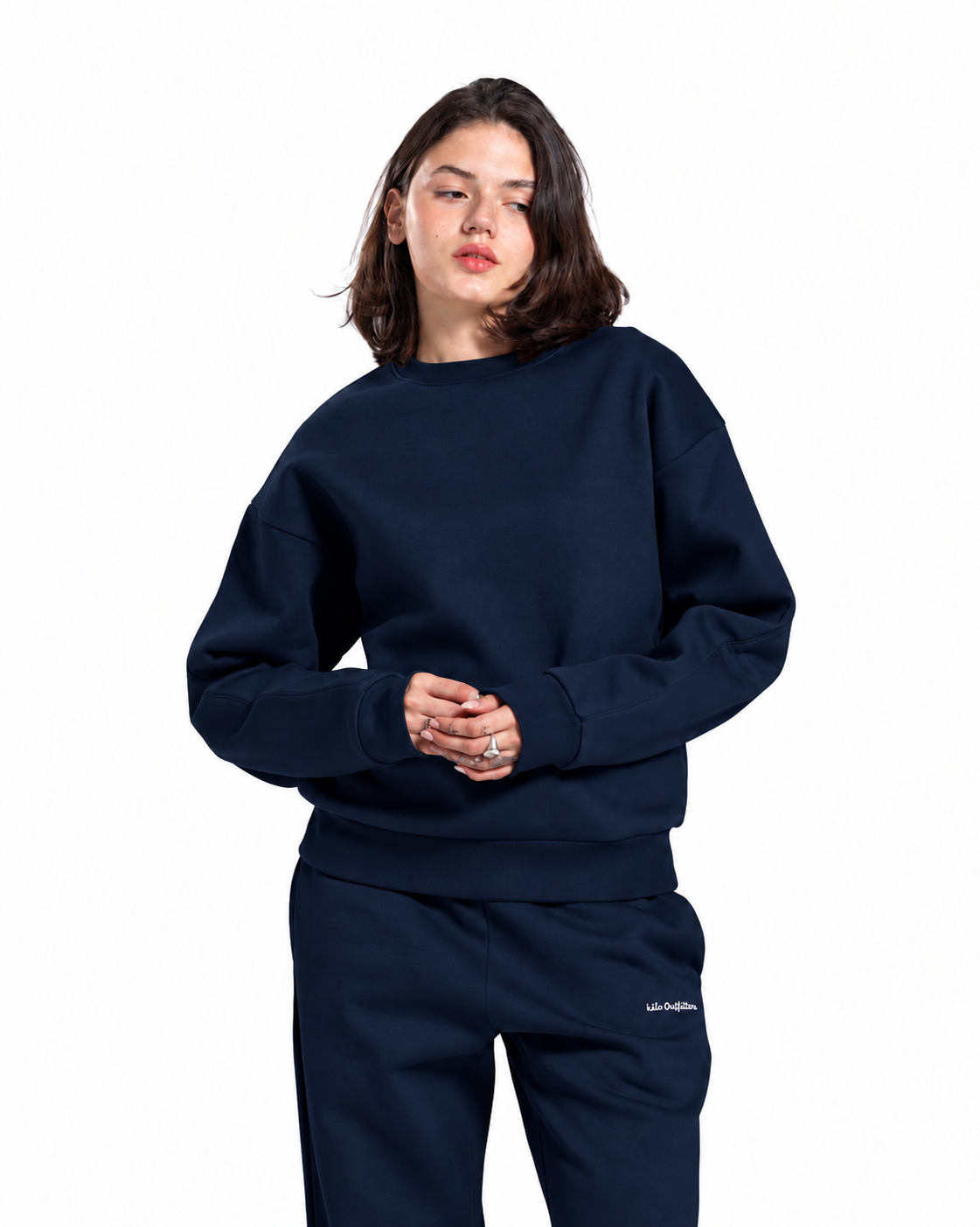 Relaxed Crew Neck Sweatshirt - Navy