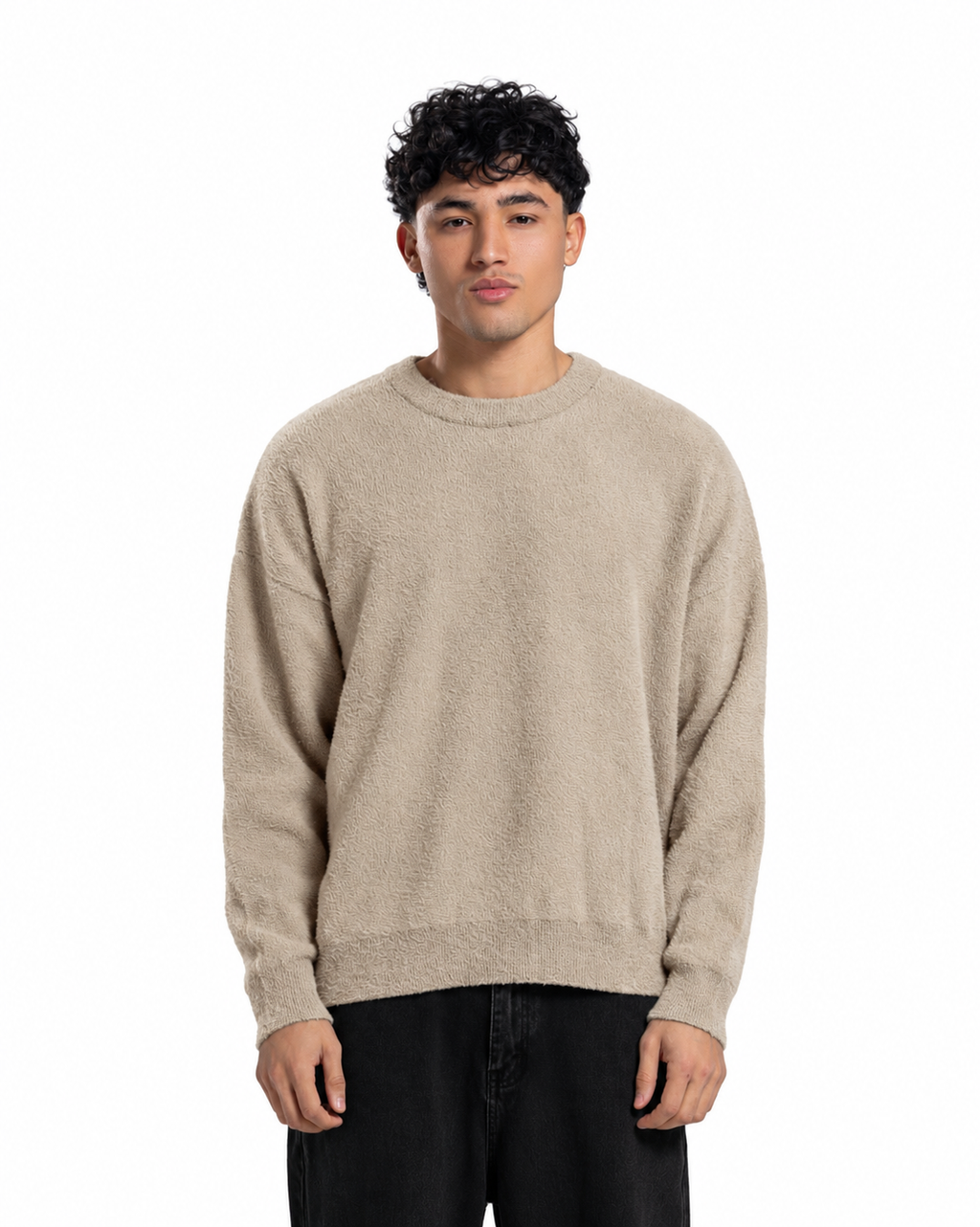 Mohair Crew Neck Sweater - Beige