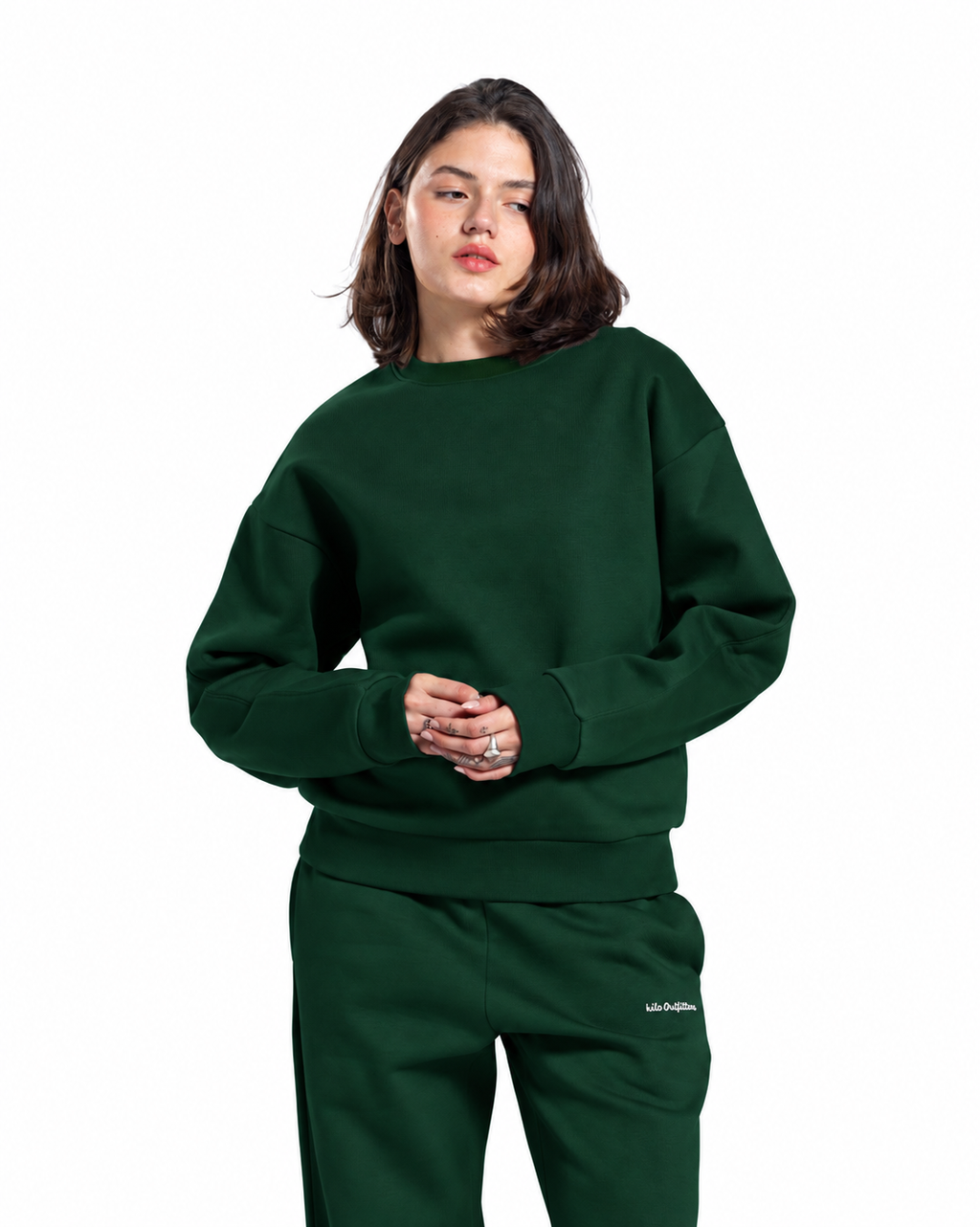 Relaxed Crew Neck Sweatshirt - Bottle Green