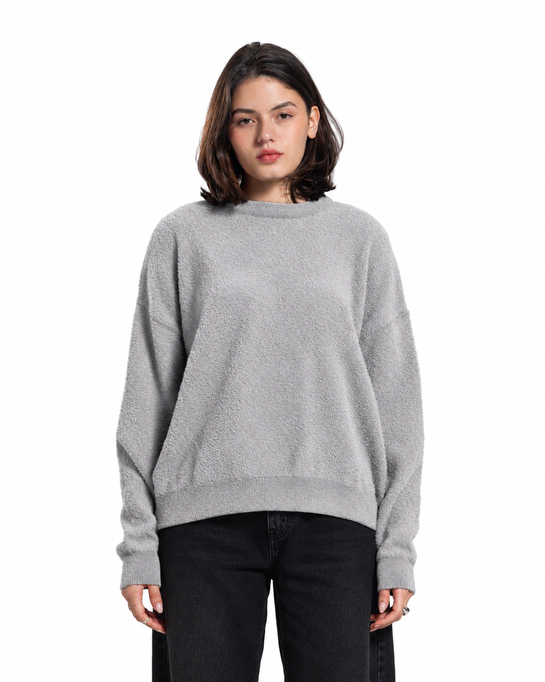 Mohair Crew Neck Sweater - Grey
