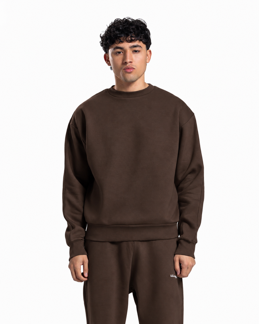 Relaxed Crew Neck Sweatshirt - Brown