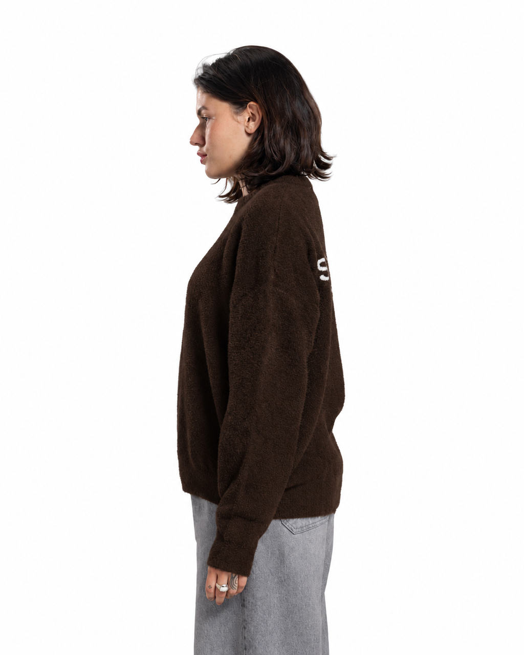 Mohair Crew Neck Sweater - Brown