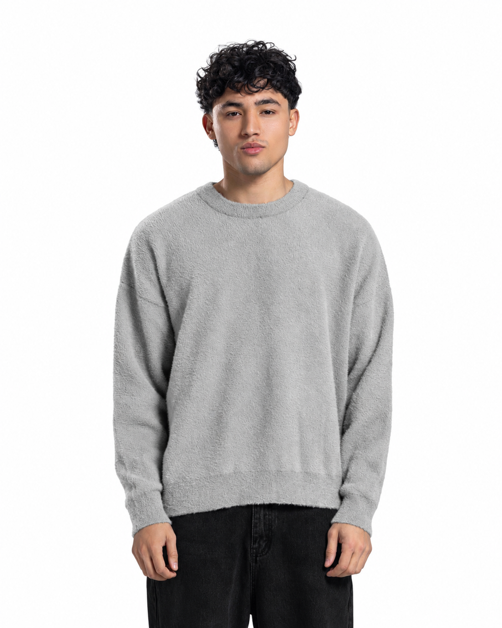Mohair Crew Neck Sweater - Grey
