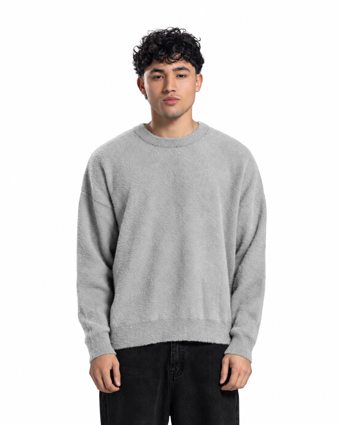 Mohair Crew Neck Sweater - Grey