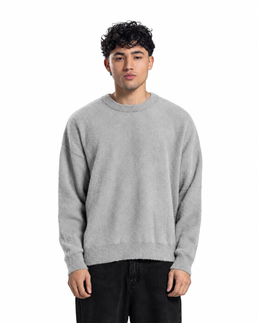 Mohair Crew Neck Sweater - Grey
