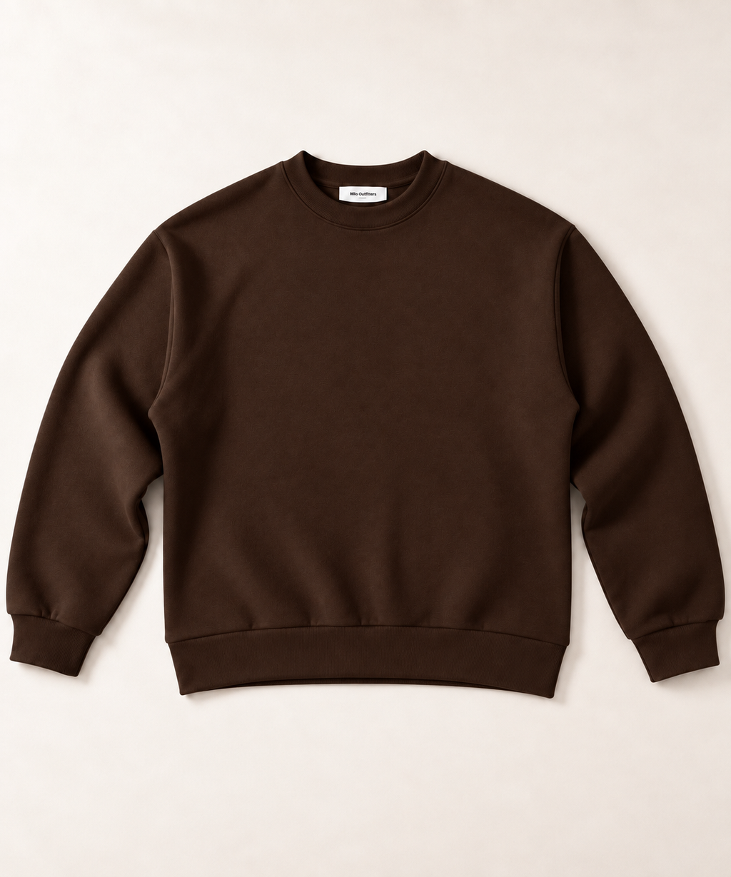 Relaxed Crew Neck Sweatshirt - Brown