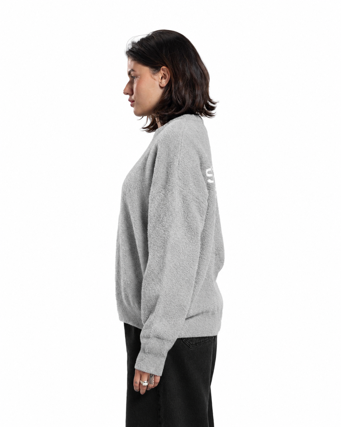 Mohair Crew Neck Sweater - Grey