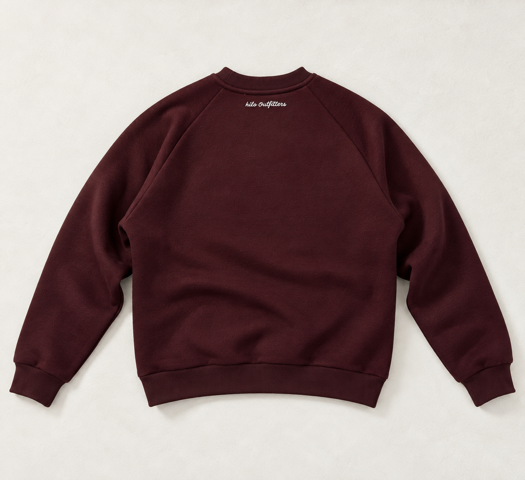 Relaxed Crew Neck Sweatshirt - Burgundy