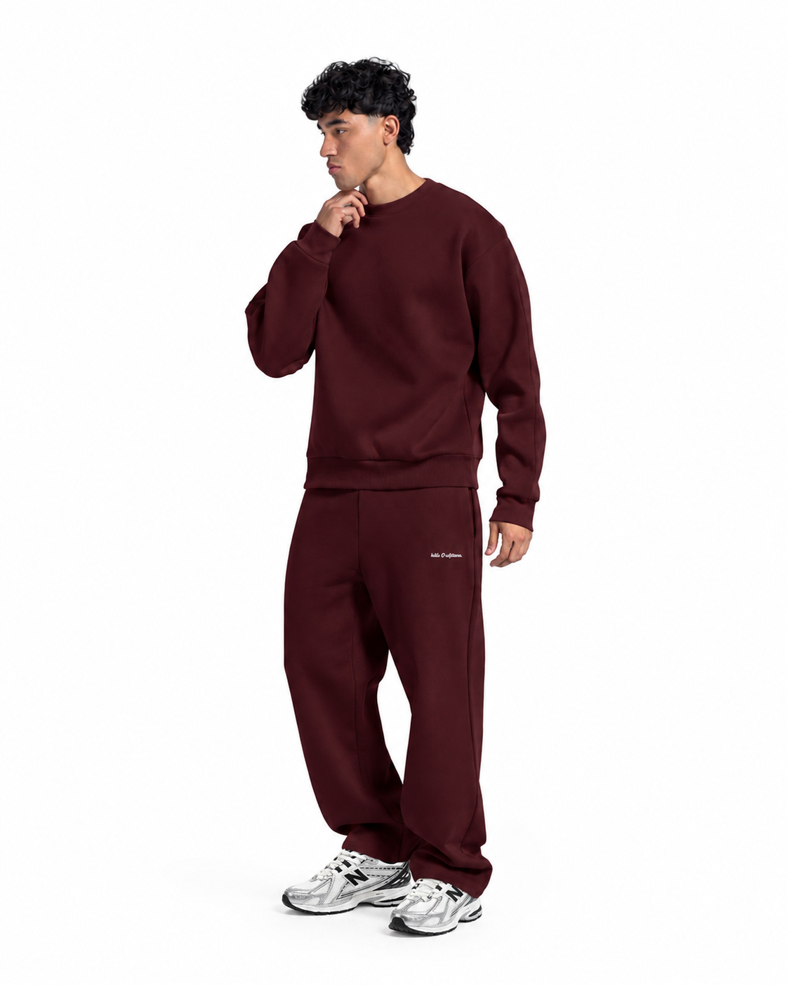 Relaxed Crew Neck Sweatshirt - Burgundy