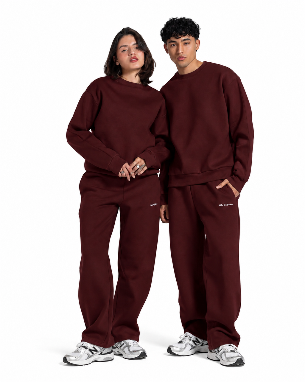 Relaxed Crew Neck Sweatshirt - Burgundy