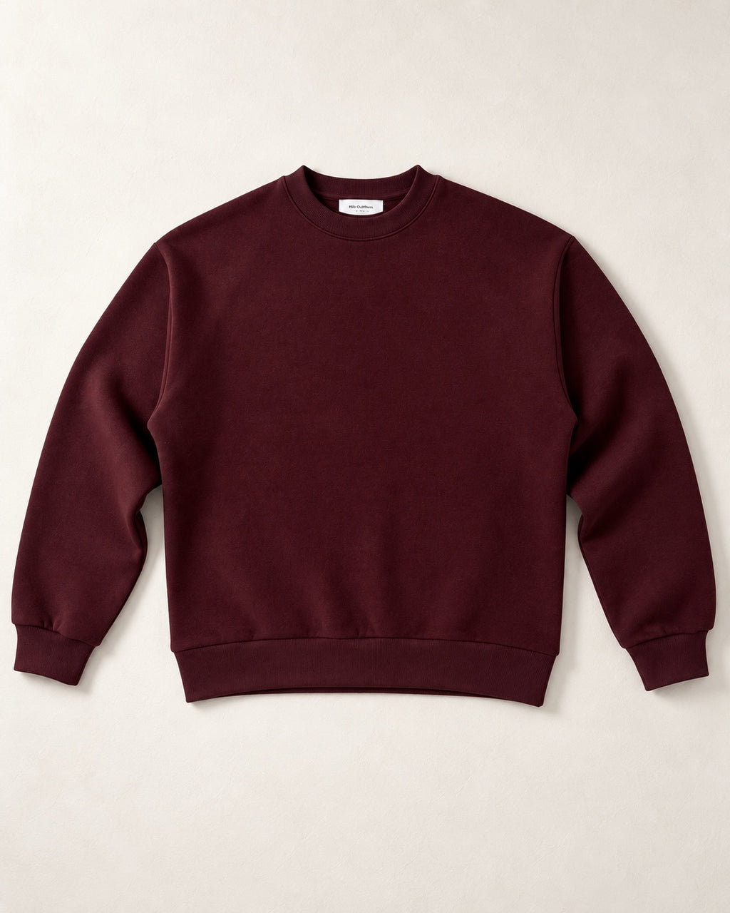 Relaxed Crew Neck Sweatshirt - Burgundy