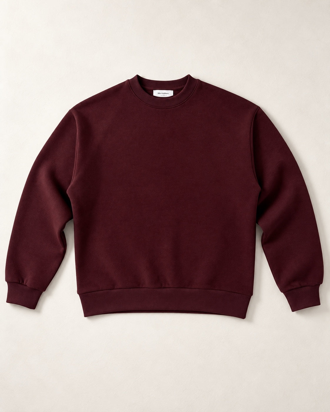 Relaxed Crew Neck Sweatshirt - Burgundy
