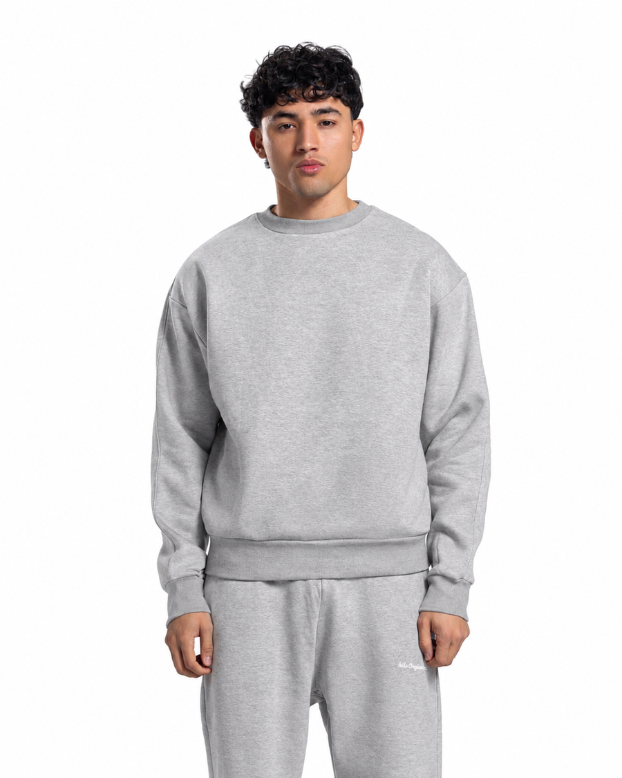 Relaxed Crew Neck Sweatshirt - Grey Marl