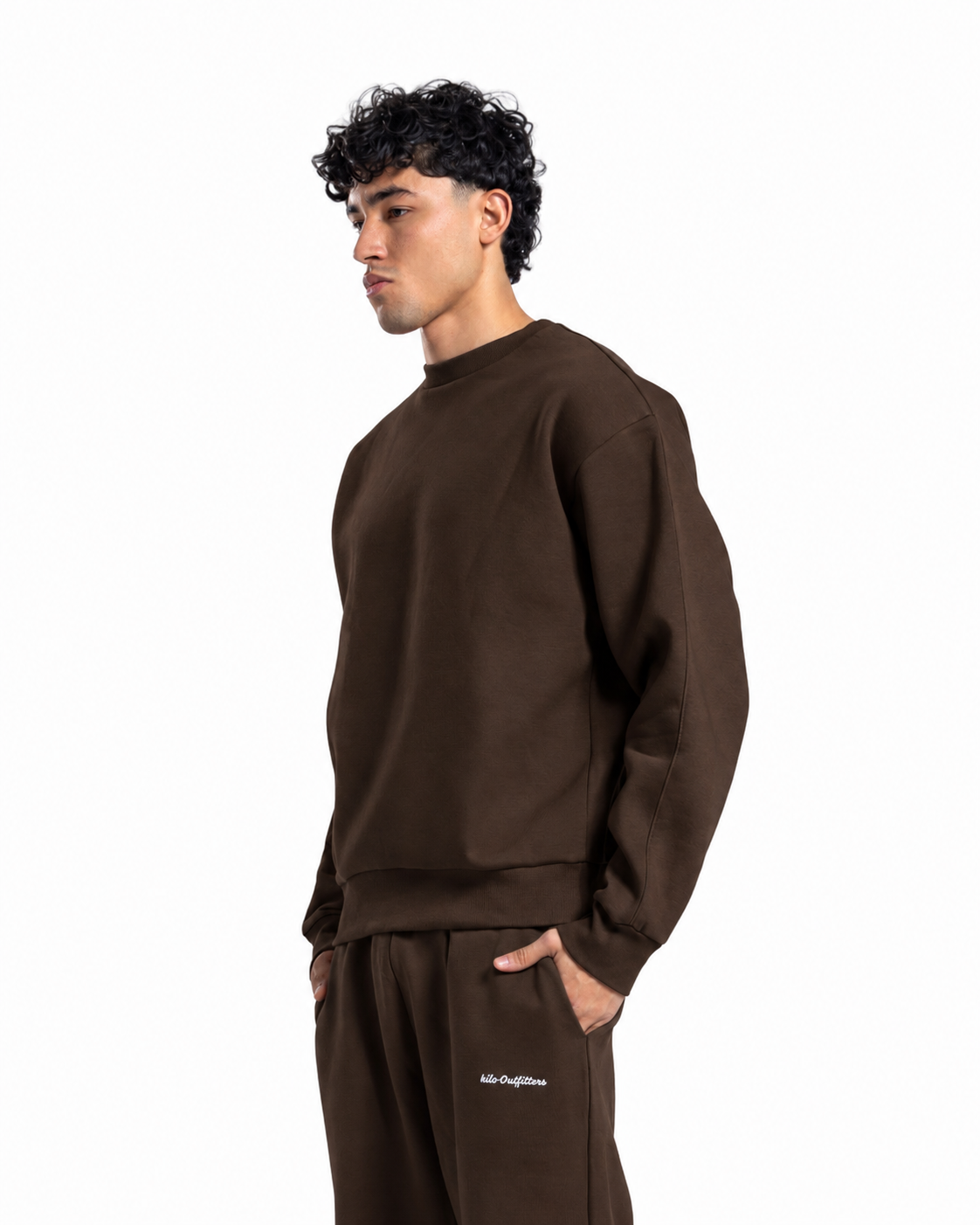 Relaxed Crew Neck Sweatshirt - Brown