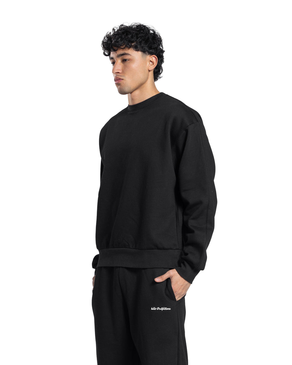 Relaxed Crew Neck Sweatshirt - Black