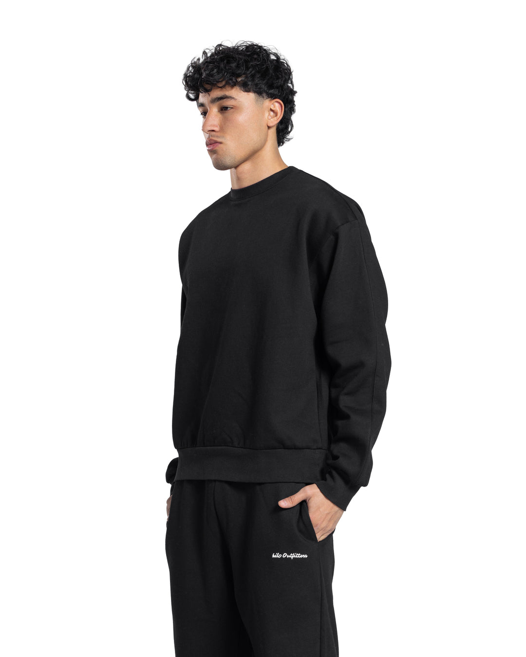Relaxed Crew Neck Sweatshirt - Black